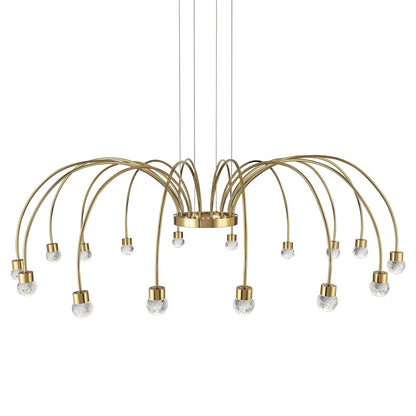 Golden Lighting Vario 47in 16-Light LED Chandelier | Modern Titanium Gold and Cut Crystal | Dining Room & Foyer | 47 x 47 x 14 in | Model 1573-16 TG-C