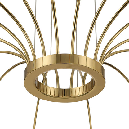Golden Lighting Vario 47in 16-Light LED Chandelier | Modern Titanium Gold and Cut Crystal | Dining Room & Foyer | 47 x 47 x 14 in | Model 1573-16 TG-C