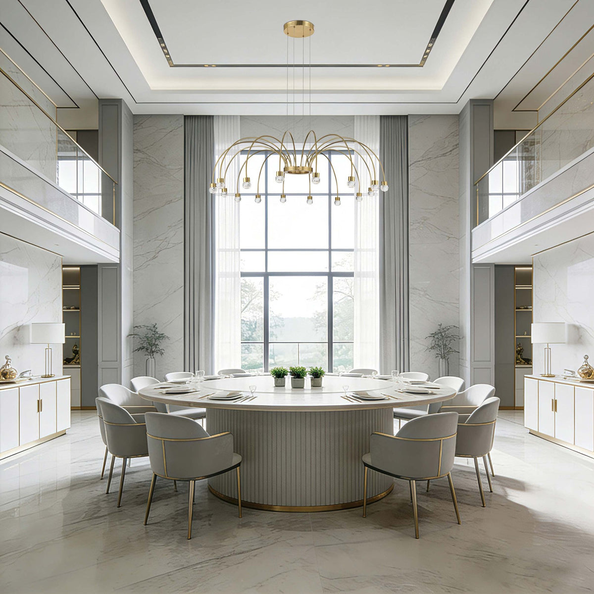 Golden Lighting Vario 47in 16-Light LED Chandelier | Modern Titanium Gold and Cut Crystal | Dining Room & Foyer | 47 x 47 x 14 in | Model 1573-16 TG-C