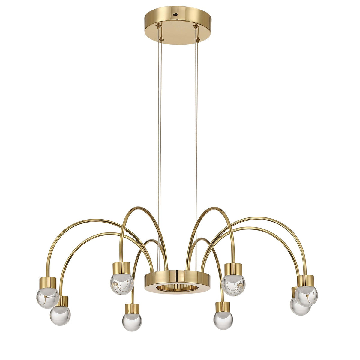 Golden Lighting Vario 25in 8-Light LED Chandelier | Modern Titanium Gold and Clear Glass Globe | Dining Room & Foyer | Model 1573-8 TG-A