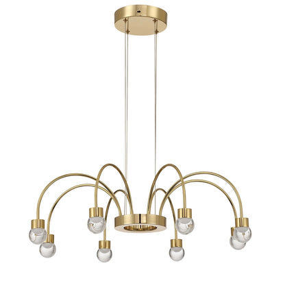 Golden Lighting Vario 25in 8-Light LED Chandelier | Modern Titanium Gold and Clear Glass Globe | Dining Room & Foyer | Model 1573-8 TG-A