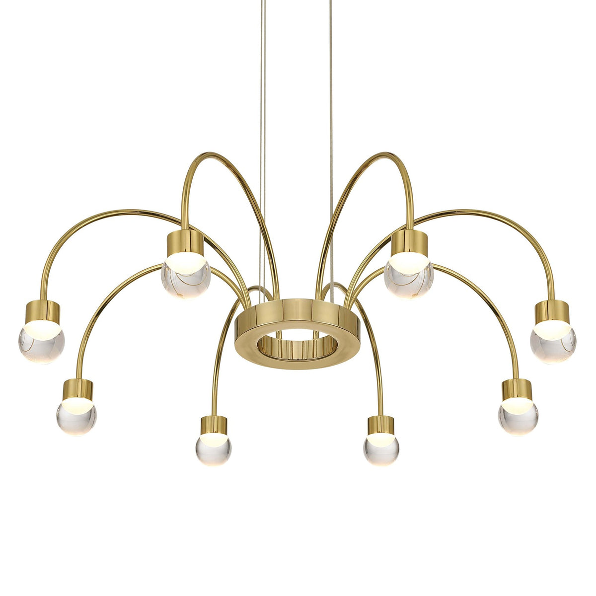 Golden Lighting Vario 25in 8-Light LED Chandelier | Modern Titanium Gold and Clear Glass Globe | Dining Room & Foyer | Model 1573-8 TG-A