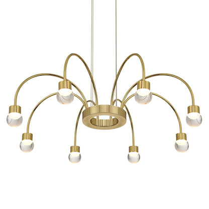 Golden Lighting Vario 25in 8-Light LED Chandelier | Modern Titanium Gold and Clear Glass Globe | Dining Room & Foyer | Model 1573-8 TG-A