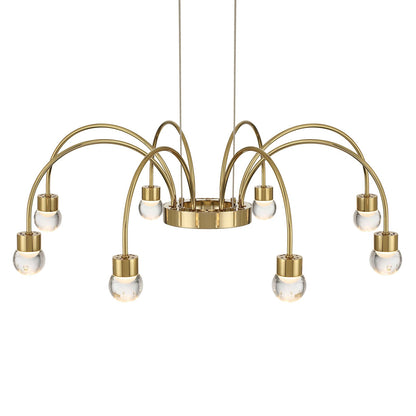 Golden Lighting Vario 25in 8-Light LED Chandelier | Modern Titanium Gold and Clear Glass Globe | Dining Room & Foyer | Model 1573-8 TG-A