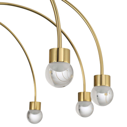 Golden Lighting Vario 25in 8-Light LED Chandelier | Modern Titanium Gold and Clear Glass Globe | Dining Room & Foyer | Model 1573-8 TG-A