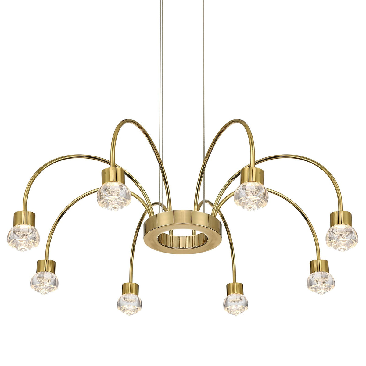 Golden Lighting Vario 25in 8-Light LED Chandelier | Modern Titanium Gold and Clear Acrylic Rose | Dining Room & Foyer | Model 1573-8 TG-B