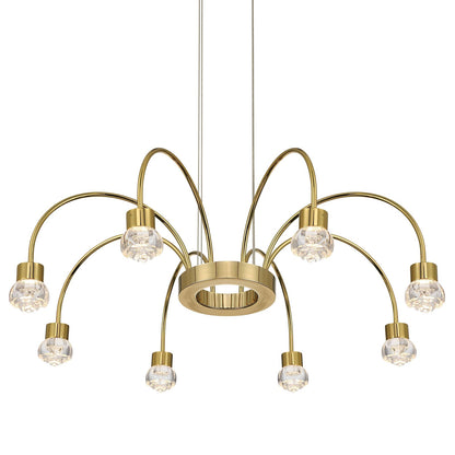 Golden Lighting Vario 25in 8-Light LED Chandelier | Modern Titanium Gold and Clear Acrylic Rose | Dining Room & Foyer | Model 1573-8 TG-B