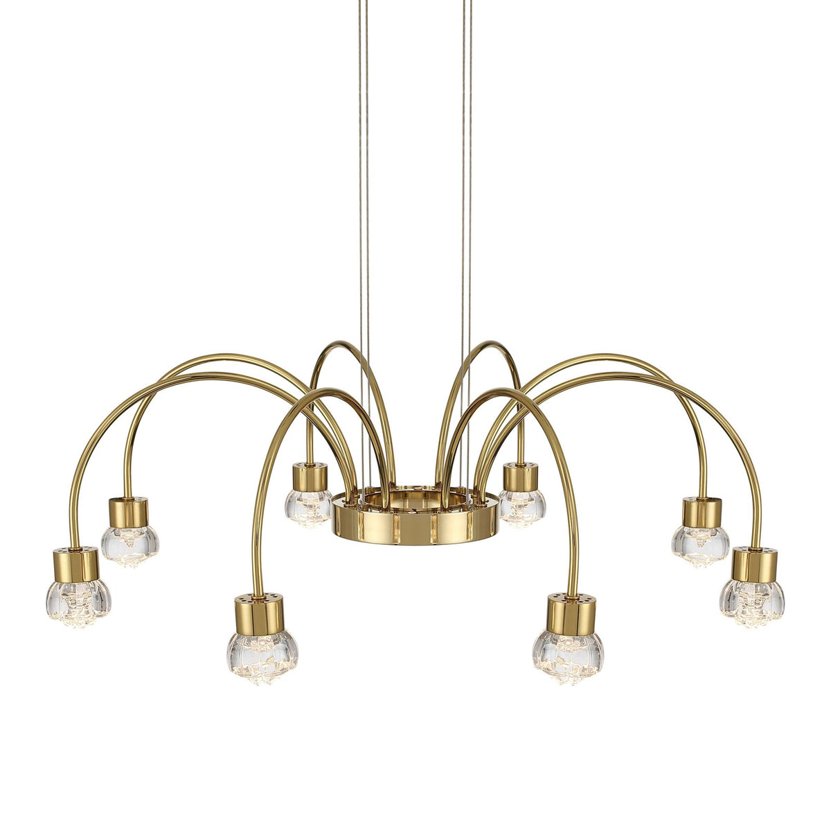 Golden Lighting Vario 25in 8-Light LED Chandelier | Modern Titanium Gold and Clear Acrylic Rose | Dining Room & Foyer | Model 1573-8 TG-B