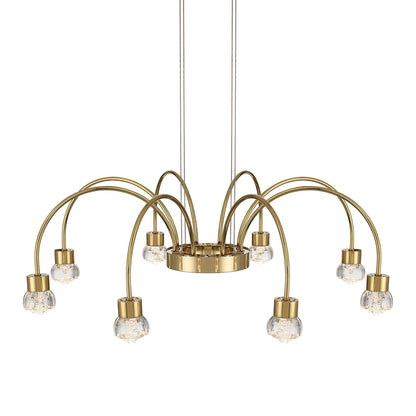 Golden Lighting Vario 25in 8-Light LED Chandelier | Modern Titanium Gold and Clear Acrylic Rose | Dining Room & Foyer | Model 1573-8 TG-B