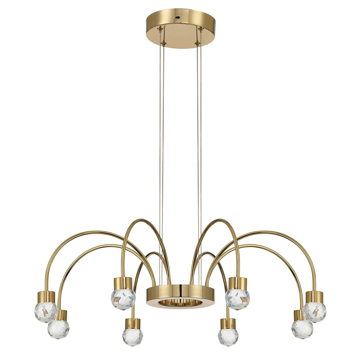 Golden Lighting Vario 25in 8-Light Chandelier | Modern Titanium Gold and Cut Crystal | Dining Room & Foyer | Model 1573-8 TG-C