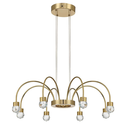 Golden Lighting Vario 25in 8-Light Chandelier | Modern Titanium Gold and Cut Crystal | Dining Room & Foyer | Model 1573-8 TG-C