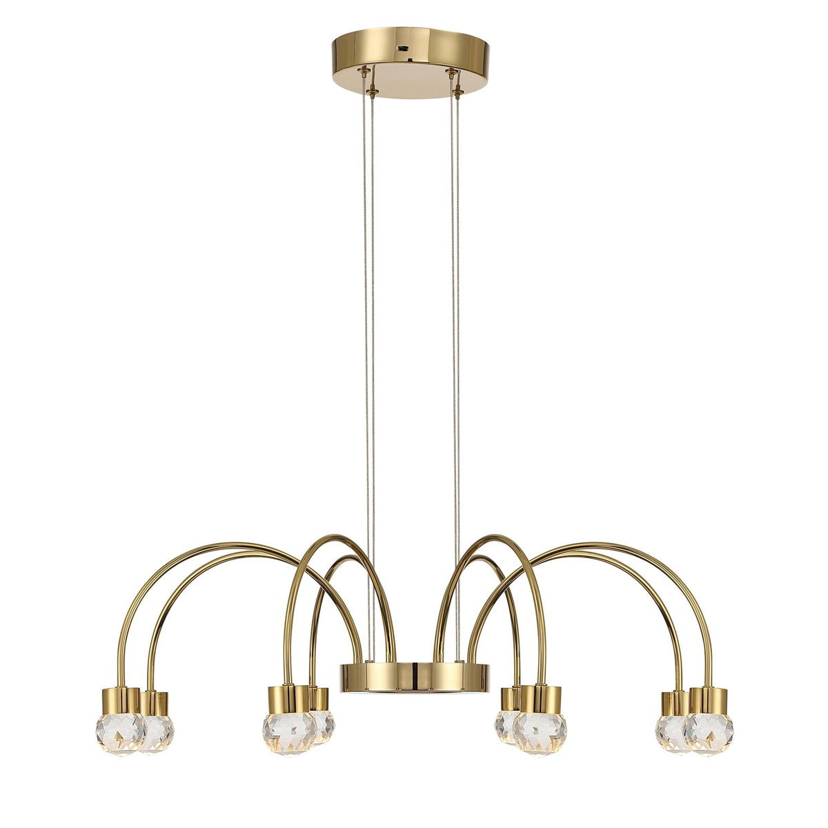 Golden Lighting Vario 25in 8-Light Chandelier | Modern Titanium Gold and Cut Crystal | Dining Room & Foyer | Model 1573-8 TG-C