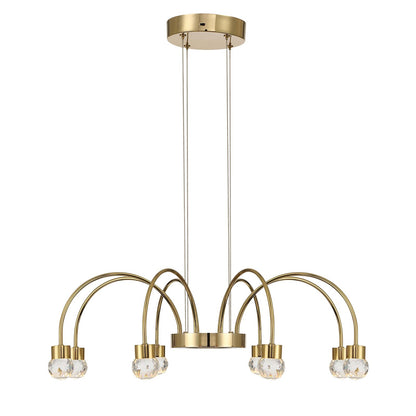 Golden Lighting Vario 25in 8-Light Chandelier | Modern Titanium Gold and Cut Crystal | Dining Room & Foyer | Model 1573-8 TG-C