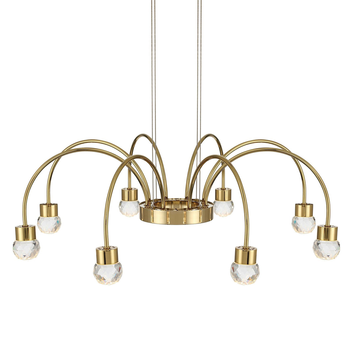 Golden Lighting Vario 25in 8-Light Chandelier | Modern Titanium Gold and Cut Crystal | Dining Room & Foyer | Model 1573-8 TG-C