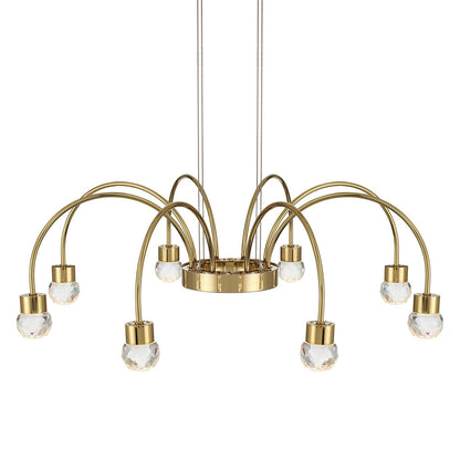 Golden Lighting Vario 25in 8-Light Chandelier | Modern Titanium Gold and Cut Crystal | Dining Room & Foyer | Model 1573-8 TG-C
