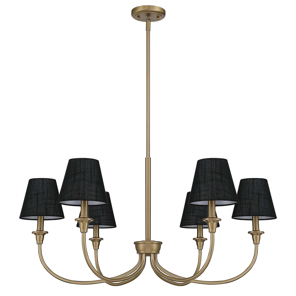 Golden Lighting Cambria 33in 6-Light Chandelier | Transitional Brushed Champagne Brass and Black Fabric | Dining Room & Foyer | Model 1622-6 BCB-EHB