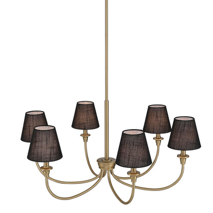 Golden Lighting Cambria 33in 6-Light Chandelier | Transitional Brushed Champagne Brass and Black Fabric | Dining Room & Foyer | Model 1622-6 BCB-EHB