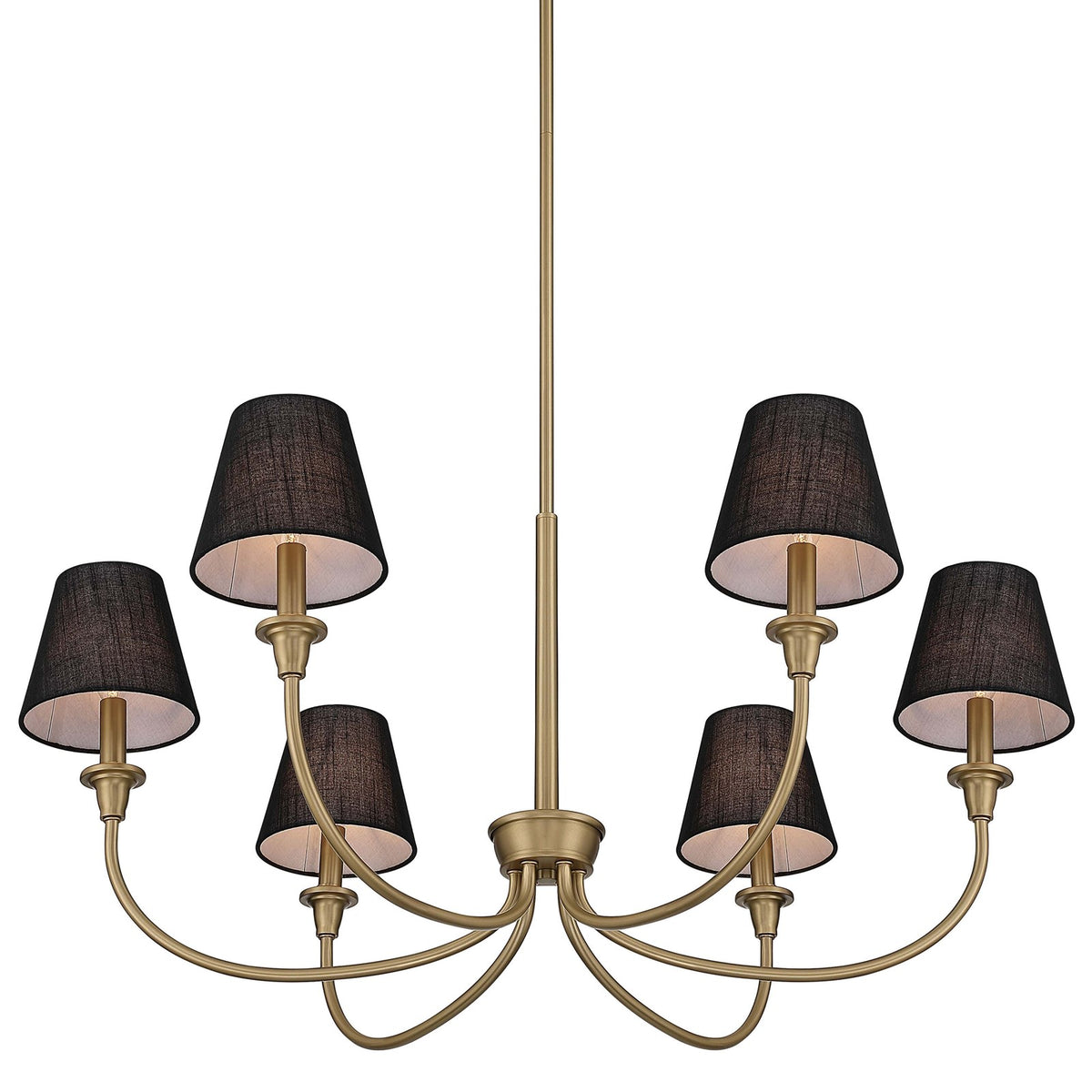 Golden Lighting Cambria 33in 6-Light Chandelier | Transitional Brushed Champagne Brass and Black Fabric | Dining Room & Foyer | Model 1622-6 BCB-EHB