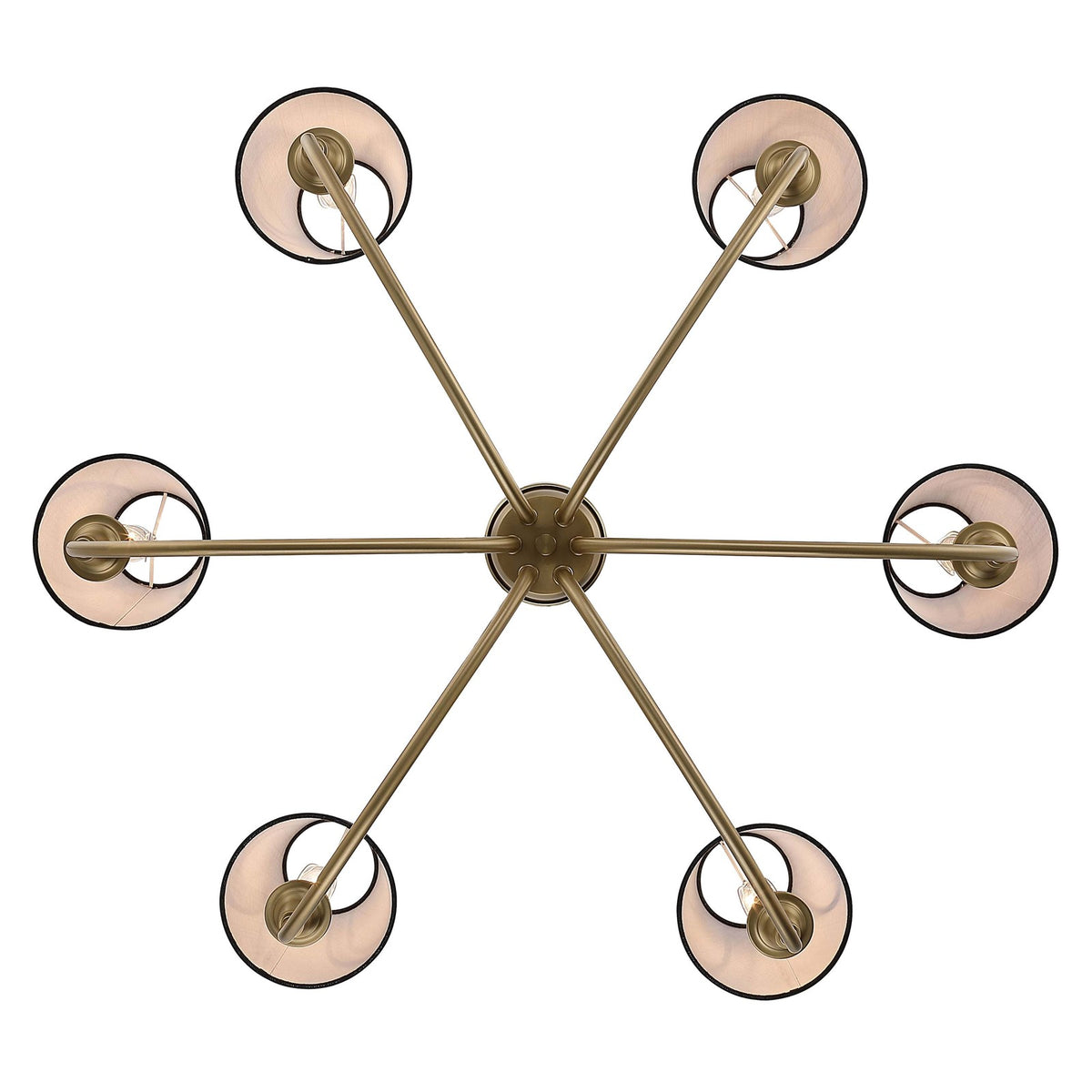 Golden Lighting Cambria 33in 6-Light Chandelier | Transitional Brushed Champagne Brass and Black Fabric | Dining Room & Foyer | Model 1622-6 BCB-EHB