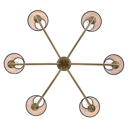Golden Lighting Cambria 33in 6-Light Chandelier | Transitional Brushed Champagne Brass and Black Fabric | Dining Room & Foyer | Model 1622-6 BCB-EHB