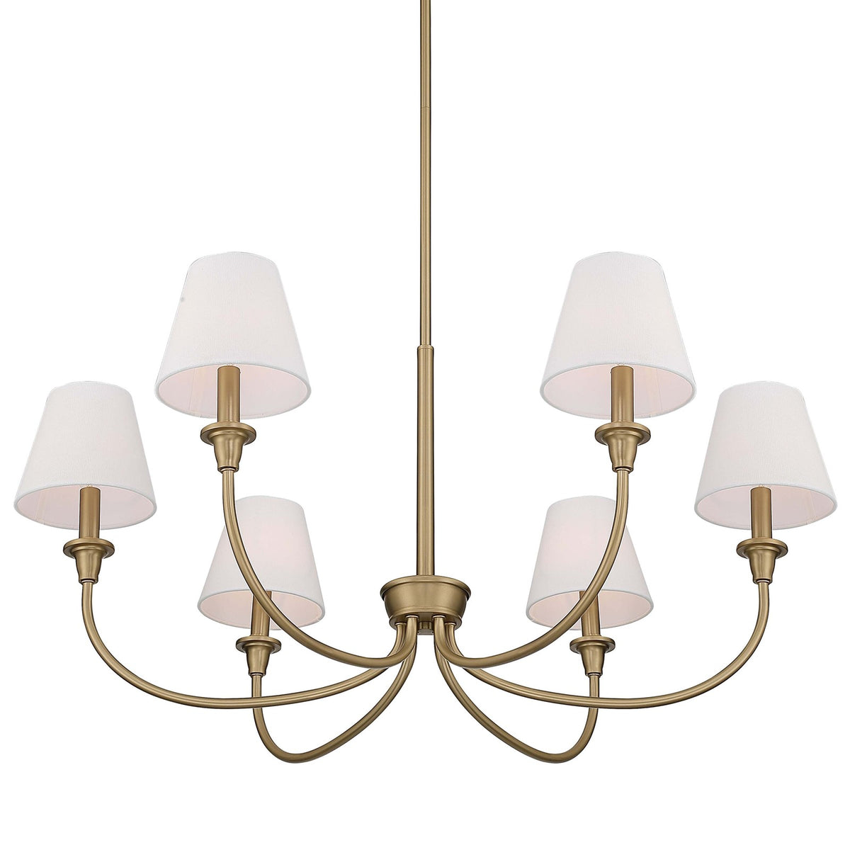 Golden Lighting Cambria 33in 6-Light Chandelier | Transitional Brushed Champagne Brass and White Fabric | Dining Room & Foyer | Model 1622-6 BCB-EHW