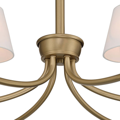 Golden Lighting Cambria 33in 6-Light Chandelier | Transitional Brushed Champagne Brass and White Fabric | Dining Room & Foyer | Model 1622-6 BCB-EHW