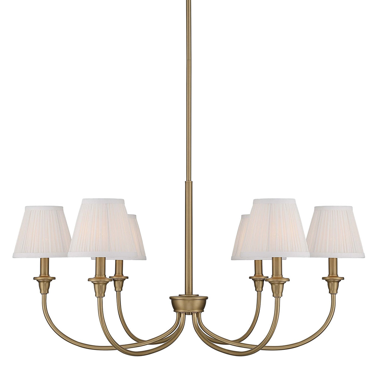 Golden Lighting Cambria 6-Light Chandelier | Transitional Brushed Champagne Brass and Hand-Gathered White Fabric | Dining Room | Model 1622-6 BCB-HGW