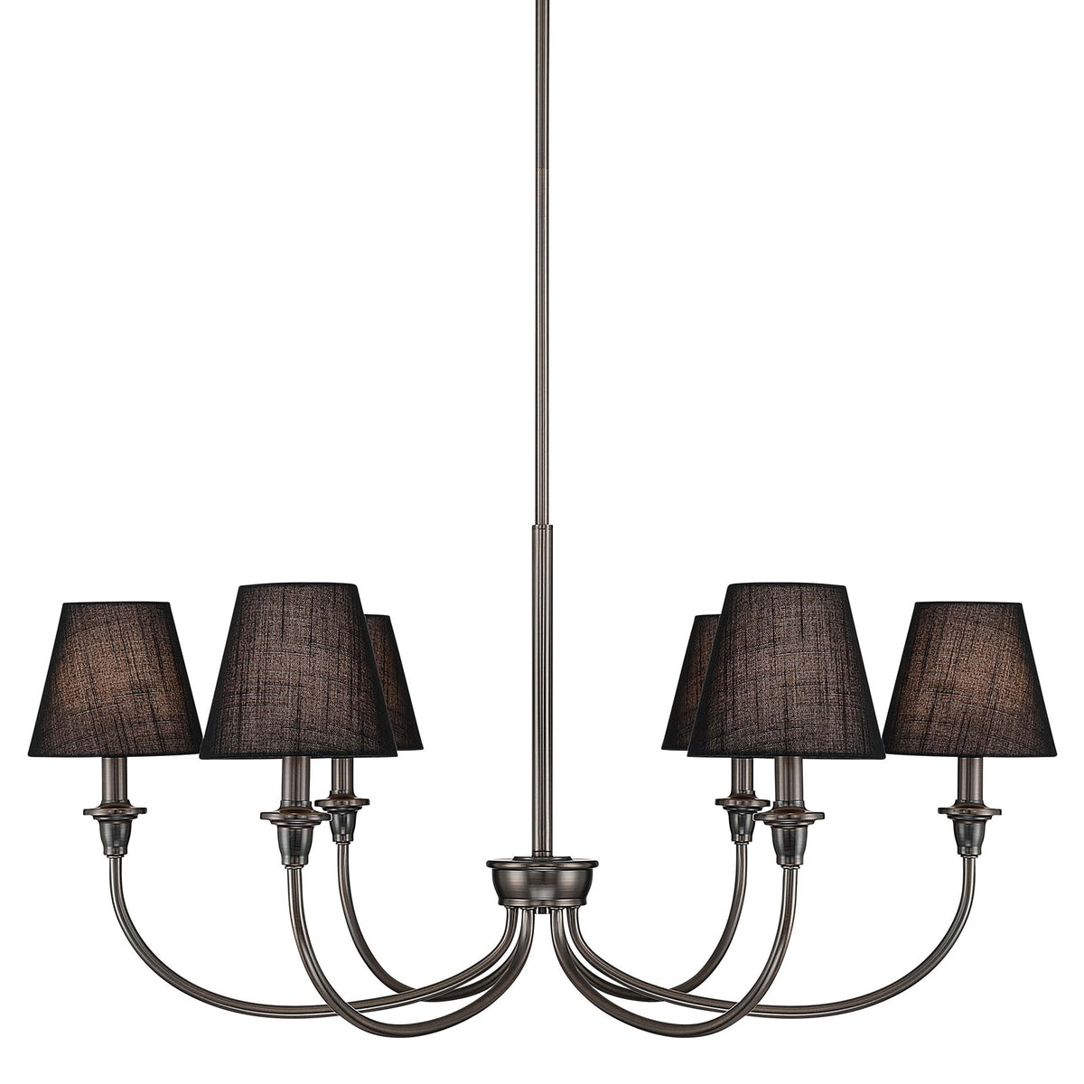 Golden Lighting Cambria 33in 6-Light Chandelier | Transitional Oil Rubbed Bronze and Black Fabric | Dining Room & Foyer | Model 1622-6 ORB-EHB