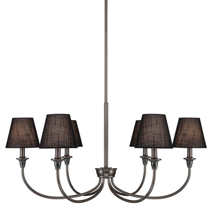 Golden Lighting Cambria 33in 6-Light Chandelier | Transitional Oil Rubbed Bronze and Black Fabric | Dining Room & Foyer | Model 1622-6 ORB-EHB