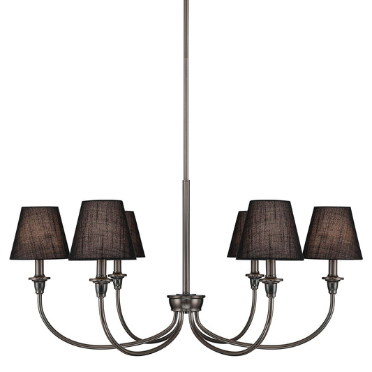 Golden Lighting Cambria 33in 6-Light Chandelier | Transitional Oil Rubbed Bronze and Black Fabric | Dining Room & Foyer | Model 1622-6 ORB-EHB
