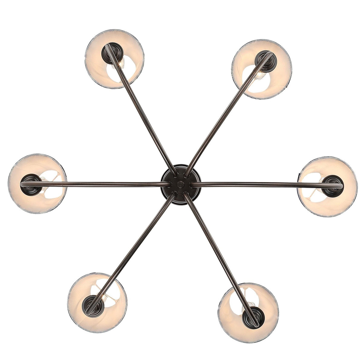 Golden Lighting Cambria 33in 6-Light Chandelier | Transitional Oil Rubbed Bronze and Blue Poppy Fabric | Dining Room & Foyer | Model 1622-6 ORB-HGB
