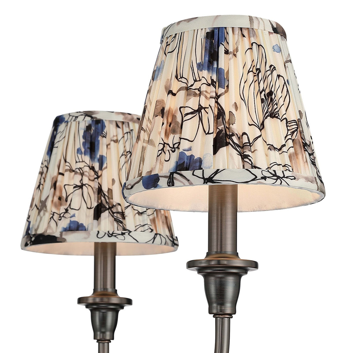 Golden Lighting Cambria 33in 6-Light Chandelier | Transitional Oil Rubbed Bronze and Blue Poppy Fabric | Dining Room & Foyer | Model 1622-6 ORB-HGB