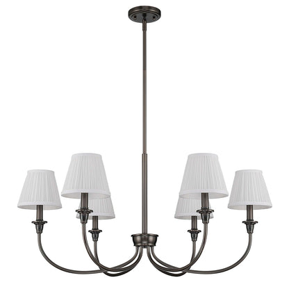 Golden Lighting Cambria 33in 6-Light Chandelier | Transitional Oil Rubbed Bronze and White Fabric | Dining Room & Foyer | Model 1622-6 ORB-HGW