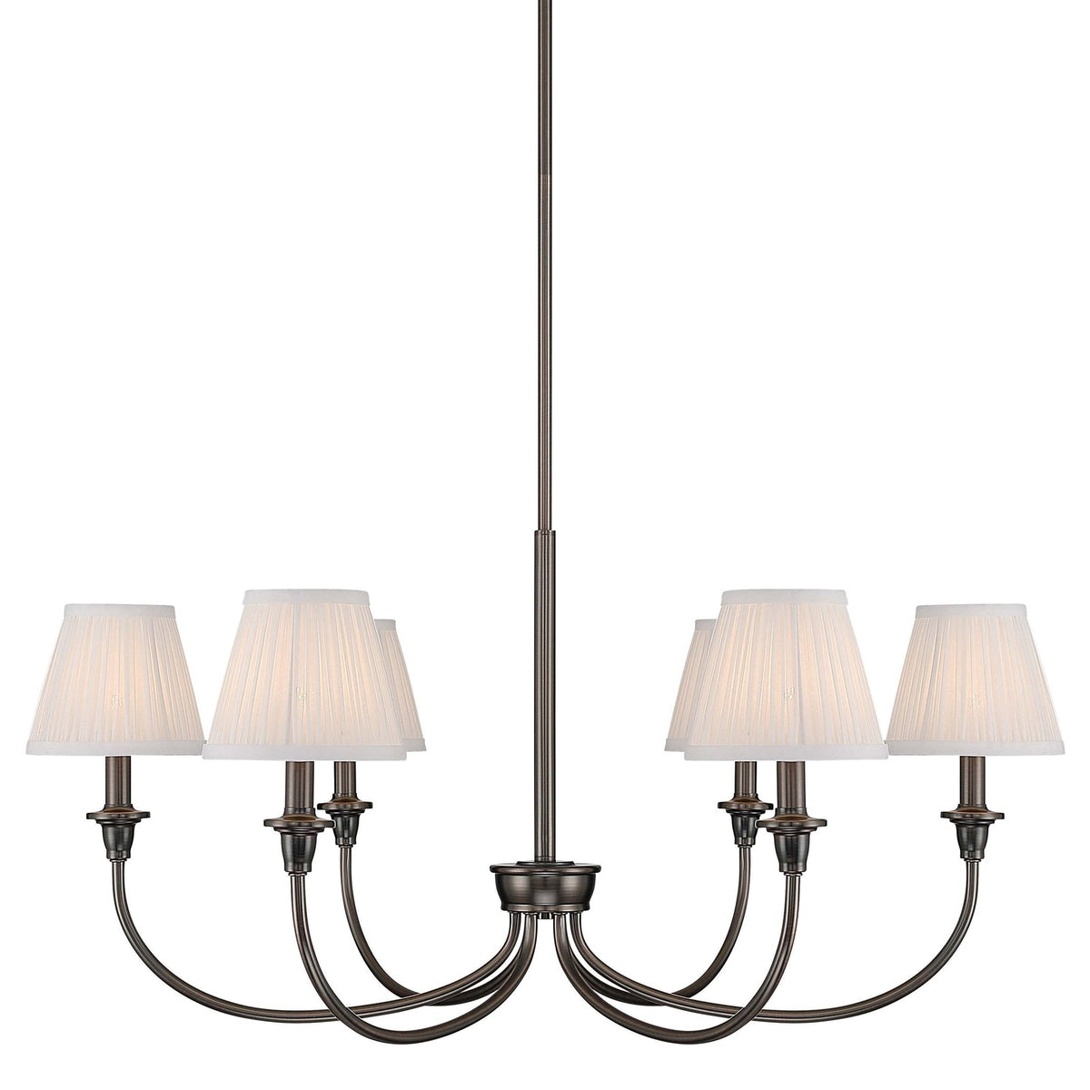 Golden Lighting Cambria 33in 6-Light Chandelier | Transitional Oil Rubbed Bronze and White Fabric | Dining Room & Foyer | Model 1622-6 ORB-HGW