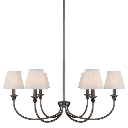 Golden Lighting Cambria 33in 6-Light Chandelier | Transitional Oil Rubbed Bronze and White Fabric | Dining Room & Foyer | Model 1622-6 ORB-HGW
