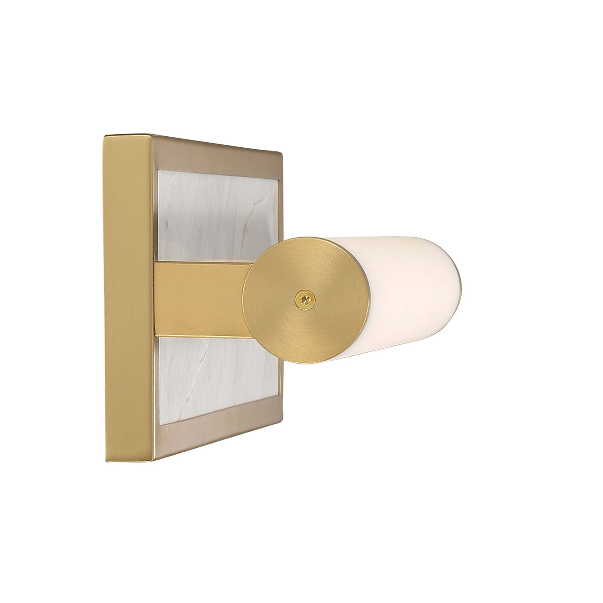 Golden Lighting Stratum 18in 1-Light Vanity Light | Modern Brushed Champagne Brass and Jazz White Marble | Bathroom & Powder | Model 1672-BA18 BCB-JW