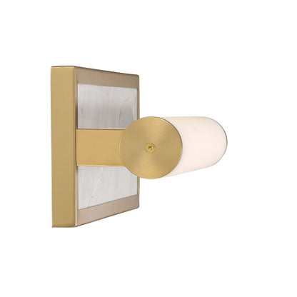Golden Lighting Stratum 18in 1-Light Vanity Light | Modern Brushed Champagne Brass and Jazz White Marble | Bathroom & Powder | Model 1672-BA18 BCB-JW