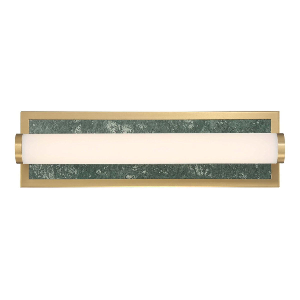 Golden Lighting Stratum 18in Integrated LED Vanity Light | Modern Brushed Champagne Brass and Persian Green Marble | Model 1672-BA18 BCB-PRG