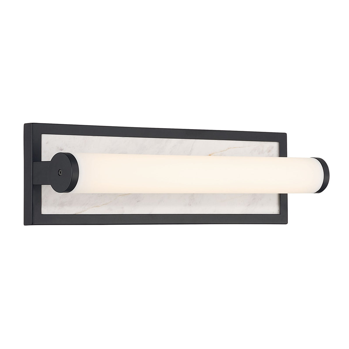 Golden Lighting Stratum 18in 1-Light LED Vanity Light | Modern Matte Black and Jazz White Marble | Bathroom & Powder Room | Model 1672-BA18 BLK-JW