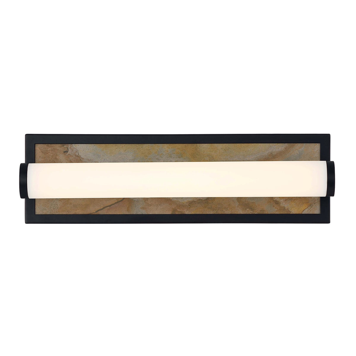 Golden Lighting Stratum 18in LED Vanity Light | Modern Matte Black and Moon Rock Stone | Bathroom & Powder Room | Model 1672-BA18 BLK-MR