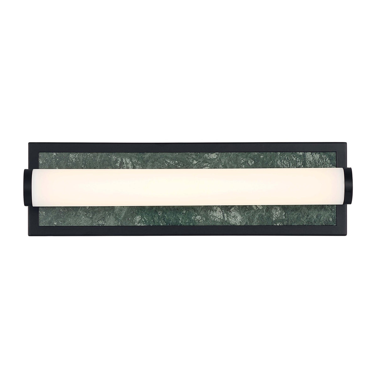 Golden Lighting Stratum 18in Integrated LED Vanity Light | Modern Matte Black and Persian Green Marble | Bathroom & Powder | Model 1672-BA18 BLK-PRG