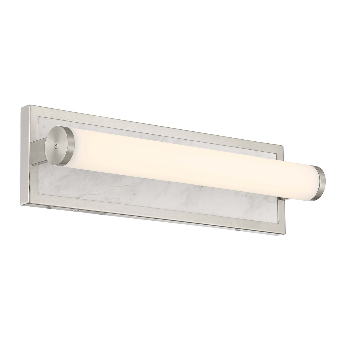 Golden Lighting Stratum 18in 1-Light Vanity Light | Modern Brushed Nickel and Jazz White Marble | Bathroom Vanity | Model 1672-BA18 BN-JW