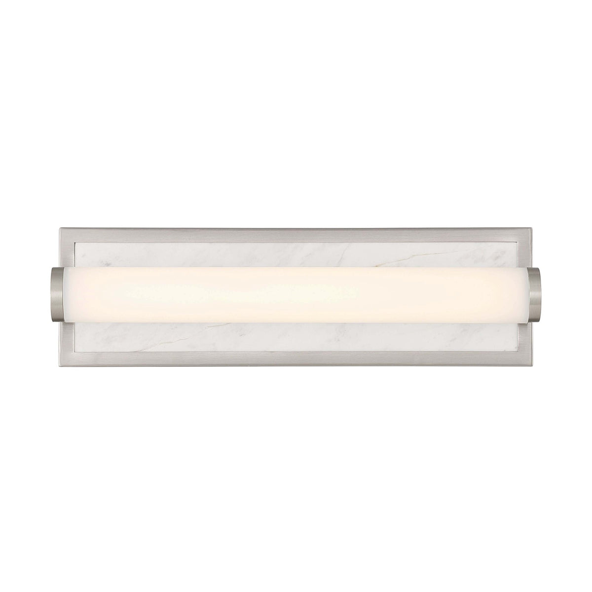 Golden Lighting Stratum 18in 1-Light Vanity Light | Modern Brushed Nickel and Jazz White Marble | Bathroom Vanity | Model 1672-BA18 BN-JW