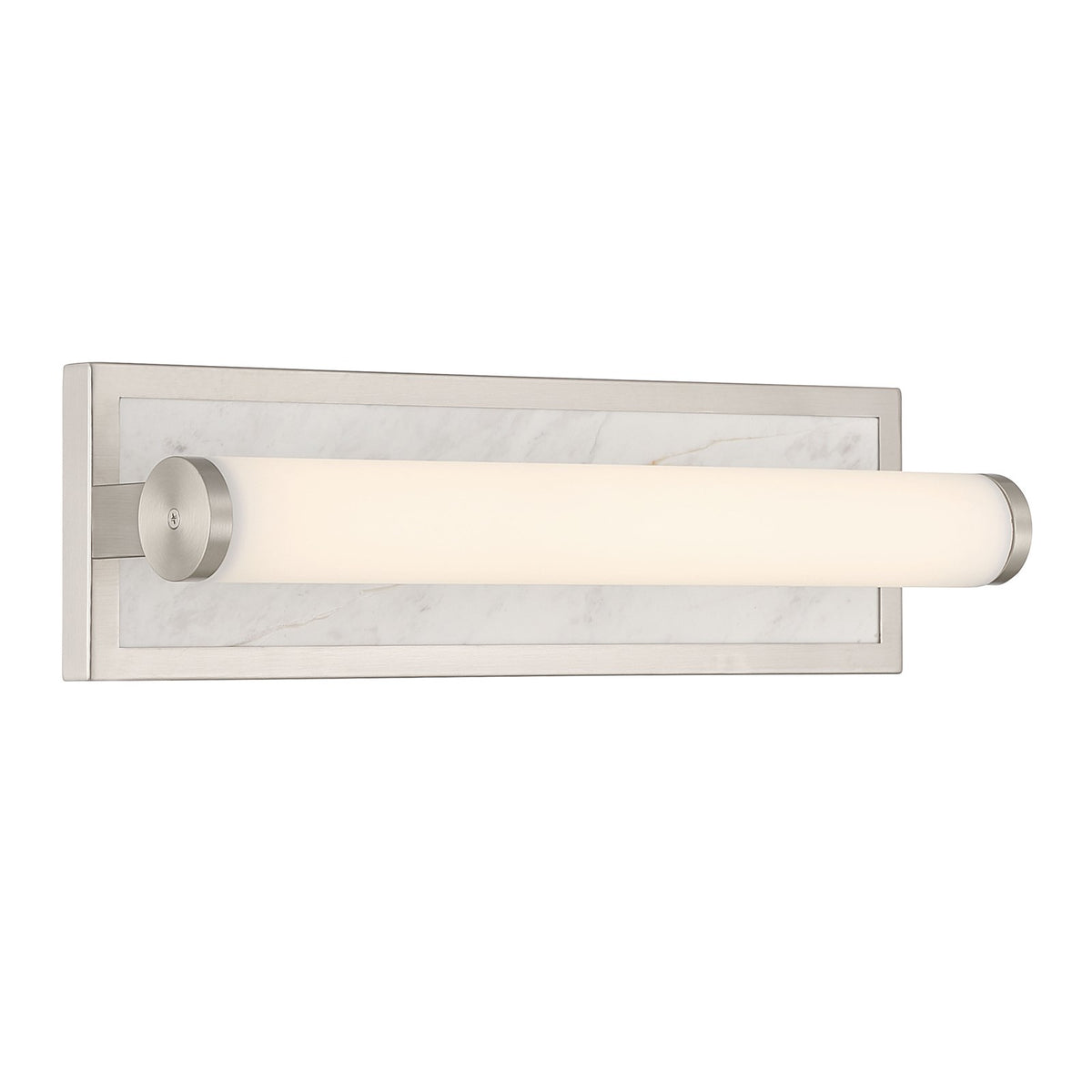 Golden Lighting Stratum 18in 1-Light Vanity Light | Modern Brushed Nickel and Jazz White Marble | Bathroom Vanity | Model 1672-BA18 BN-JW