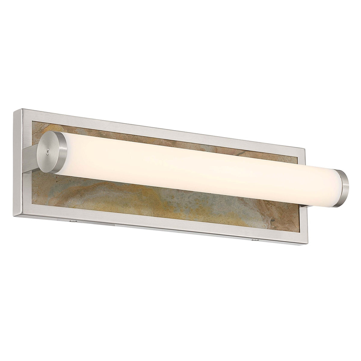 Golden Lighting Stratum 18in 1-Light LED Vanity Light | Modern Brushed Nickel and Moon Rock Stone | Bathroom & Powder Room | Model 1672-BA18 BN-MR