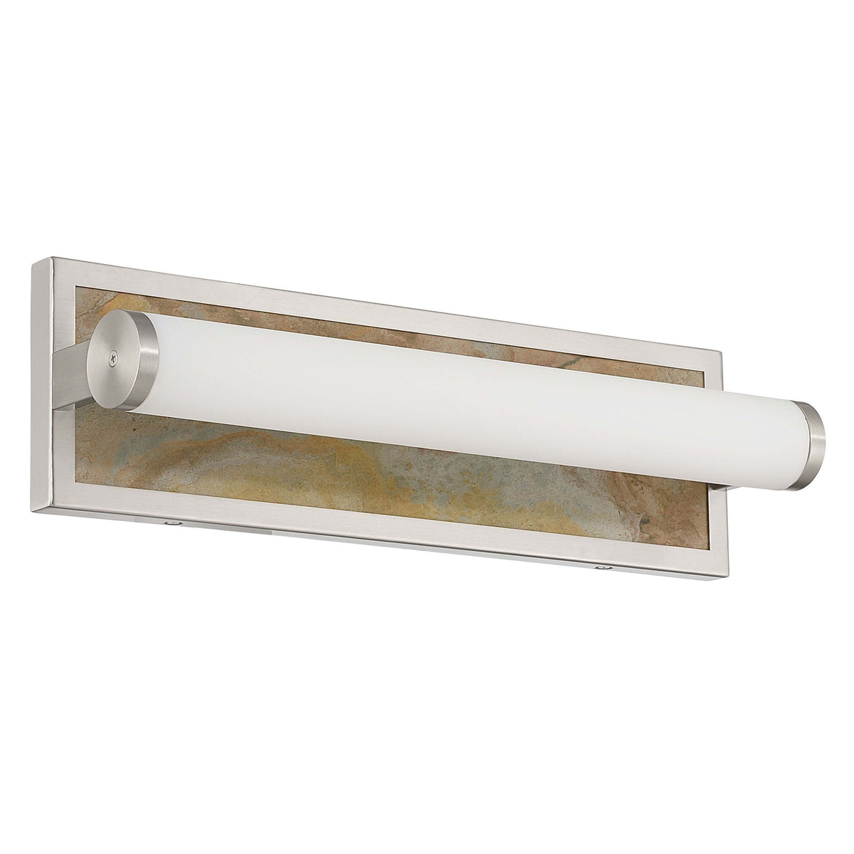 Golden Lighting Stratum 18in 1-Light LED Vanity Light | Modern Brushed Nickel and Moon Rock Stone | Bathroom & Powder Room | Model 1672-BA18 BN-MR
