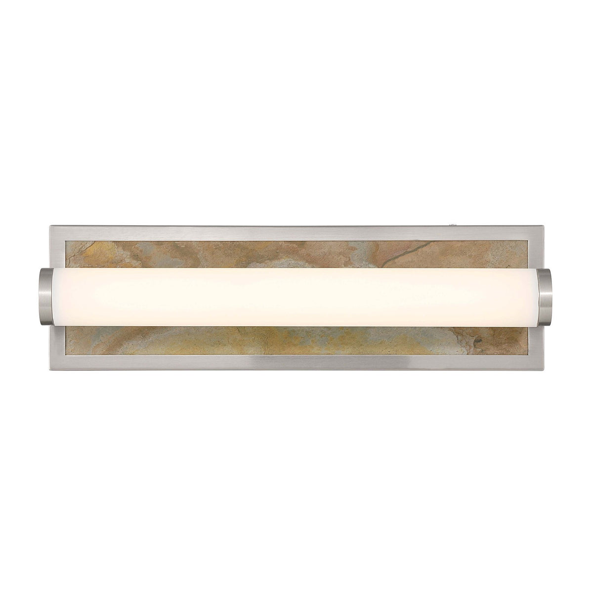 Golden Lighting Stratum 18in 1-Light LED Vanity Light | Modern Brushed Nickel and Moon Rock Stone | Bathroom & Powder Room | Model 1672-BA18 BN-MR