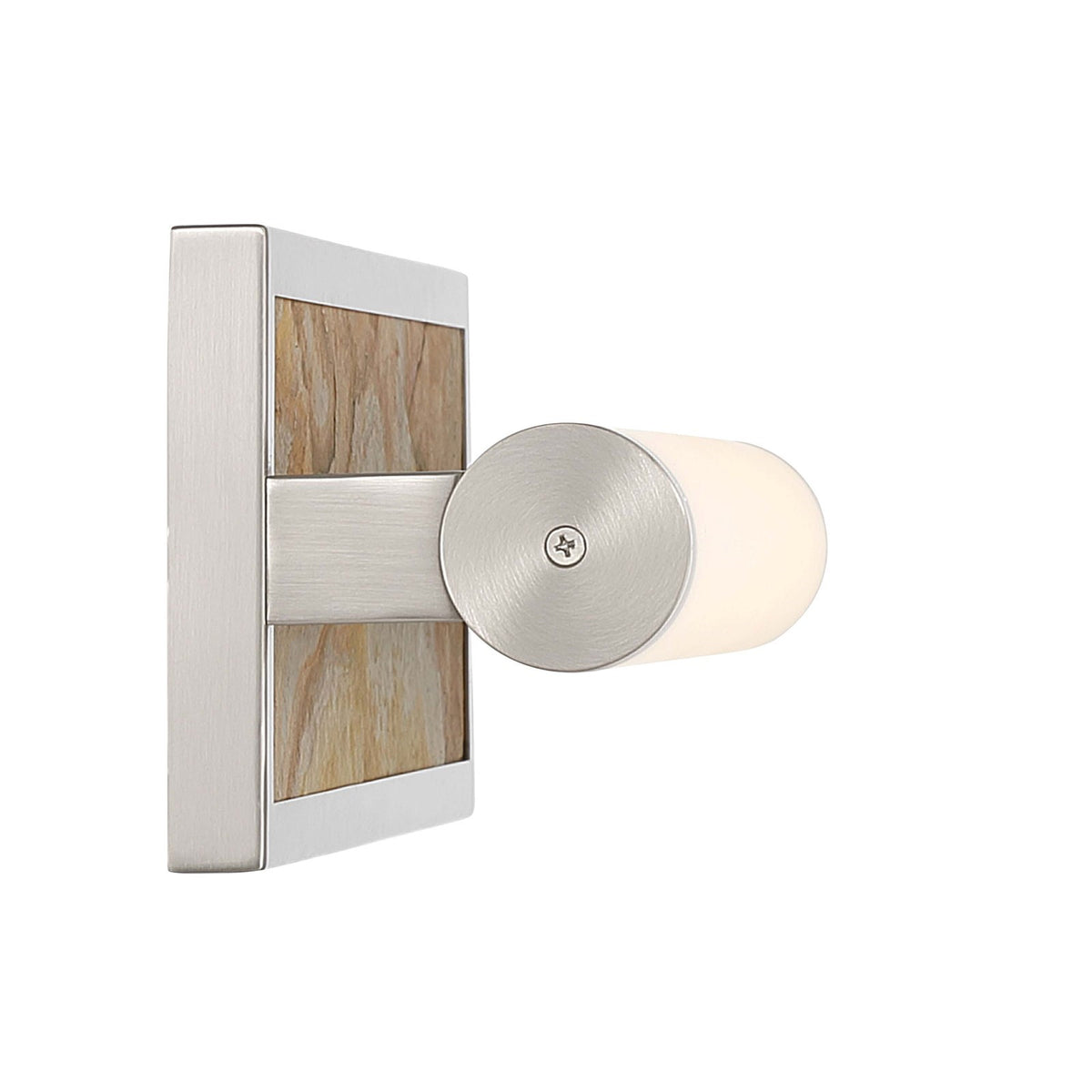 Golden Lighting Stratum 18in 1-Light LED Vanity Light | Modern Brushed Nickel and Moon Rock Stone | Bathroom & Powder Room | Model 1672-BA18 BN-MR