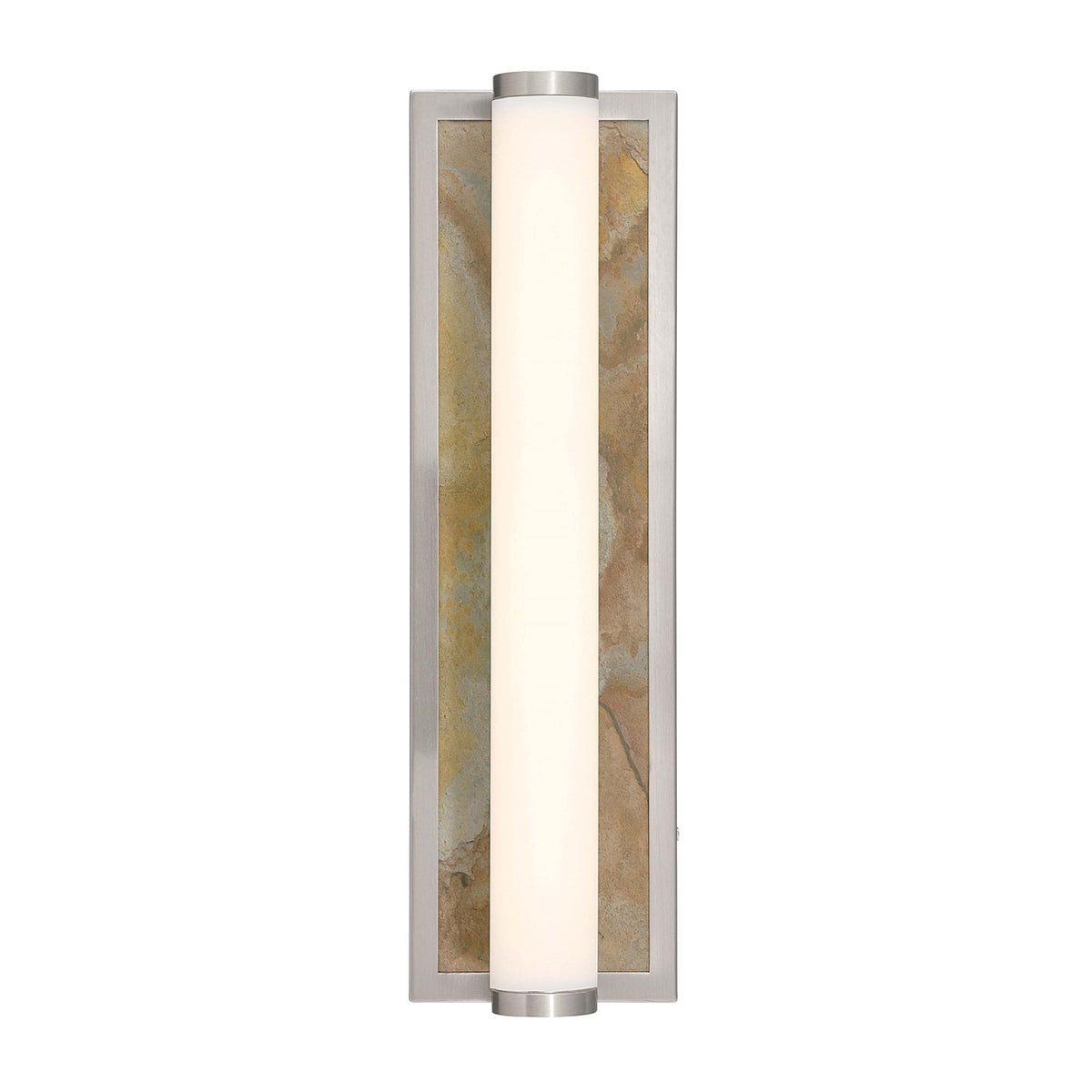 Golden Lighting Stratum 18in 1-Light LED Vanity Light | Modern Brushed Nickel and Moon Rock Stone | Bathroom & Powder Room | Model 1672-BA18 BN-MR
