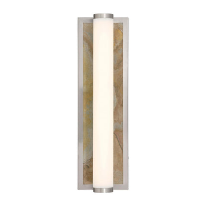 Golden Lighting Stratum 18in 1-Light LED Vanity Light | Modern Brushed Nickel and Moon Rock Stone | Bathroom & Powder Room | Model 1672-BA18 BN-MR